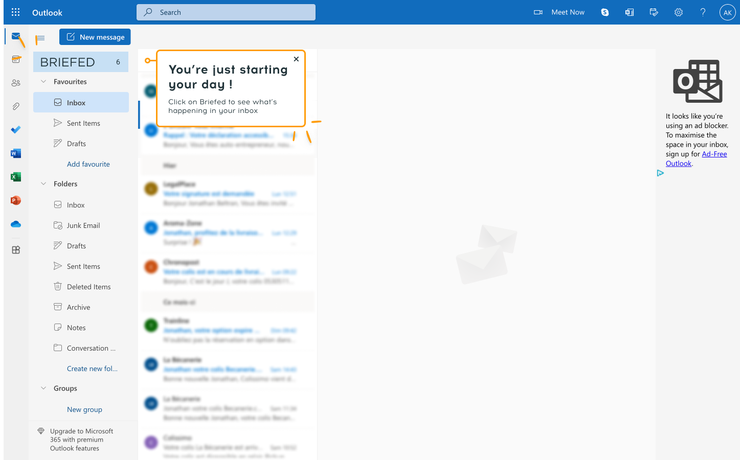 Outlook recent activity
